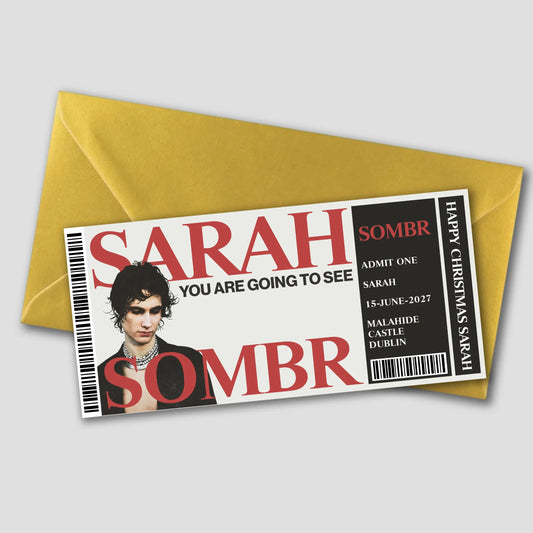 Personalised SOMBR concert gift ticket