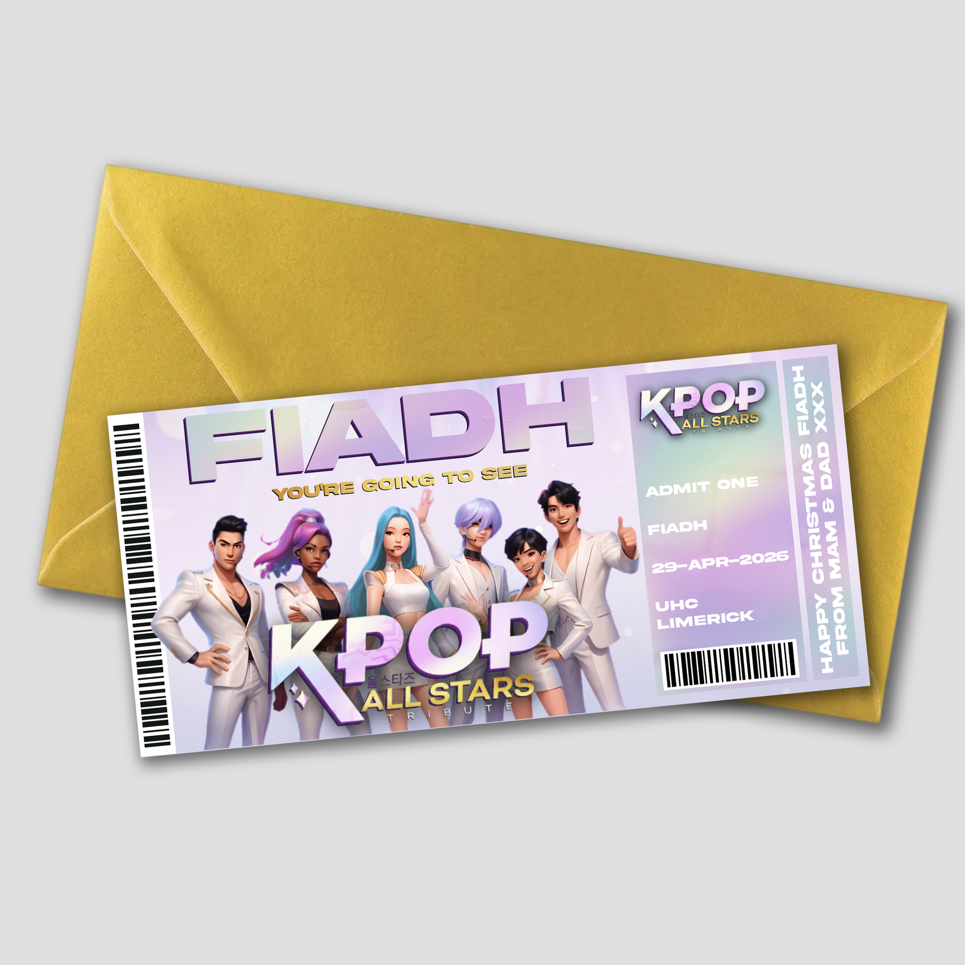 Personalised K-Pop Allstars Tribute Gift Ticket Ireland | Dats Lovely