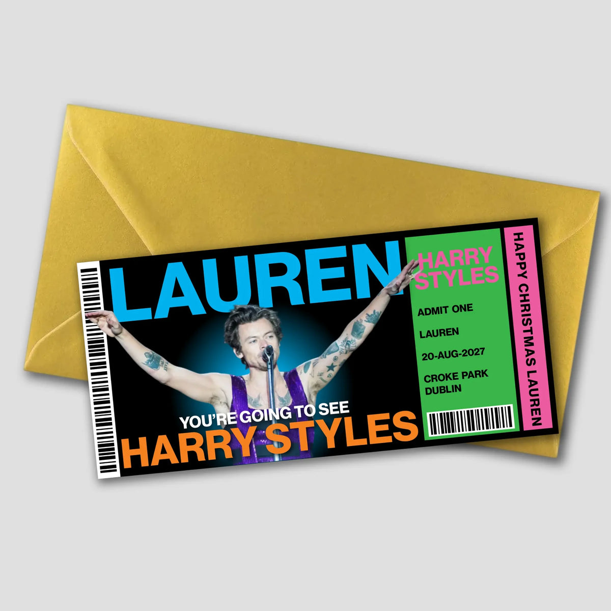 Personalised Harry Styles Croke Park 2027 concert gift ticket - Style 1
