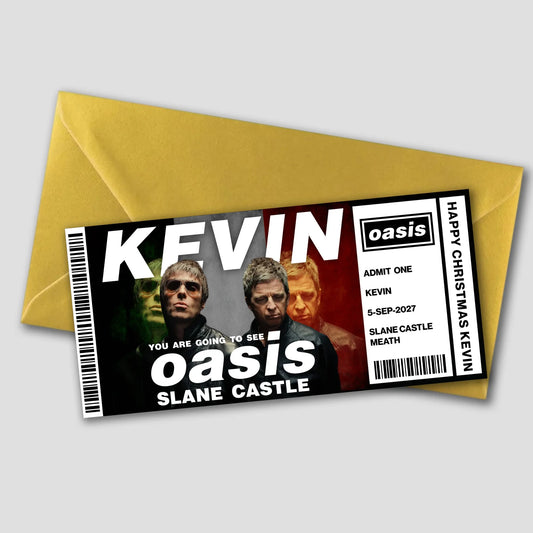 Personalised Oasis Slane Castle 2027 concert gift ticket - Style 1