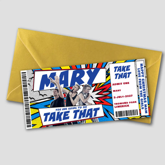 Personalised Take That concert gift ticket